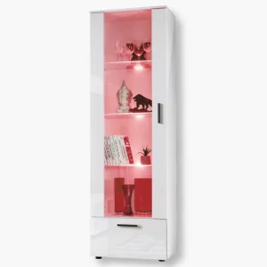 Alessandria Floor Standing Cabinet, White/White RGB LED Lighting