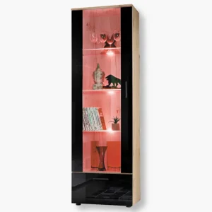 Alessandria Standing Cabinet, Black/Wotan RGB LED Lighting