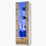 Alessandria, Floor-standing display cabinet, Wotan/white LED lighting blue