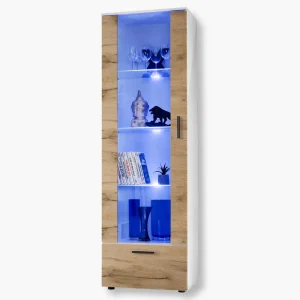 Alessandria, Floor-standing display cabinet, Wotan/white LED lighting blue