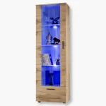 Standing display cabinet Alessandria, Wotan/Wotan LED lighting blue