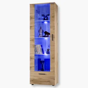 Standing display cabinet Alessandria, Wotan/Wotan LED lighting blue
