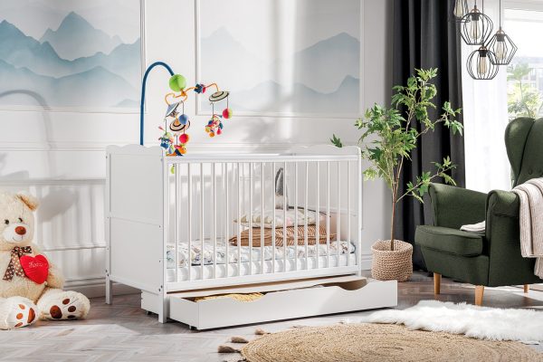 Aurora baby cot with drawer, white matt - Image 10