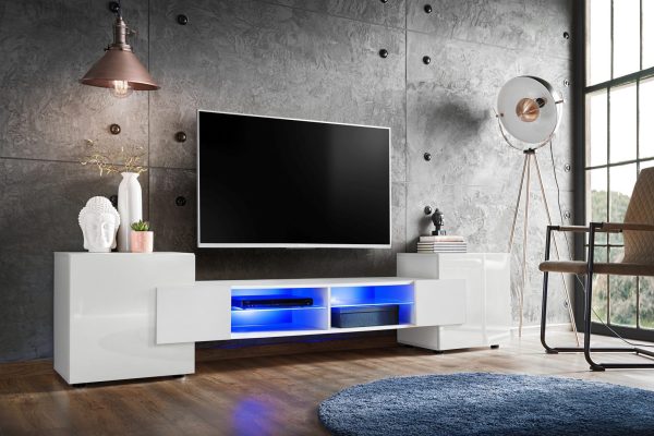 Merano TV Cabinet, White/White LED Lighting Blue - Image 2