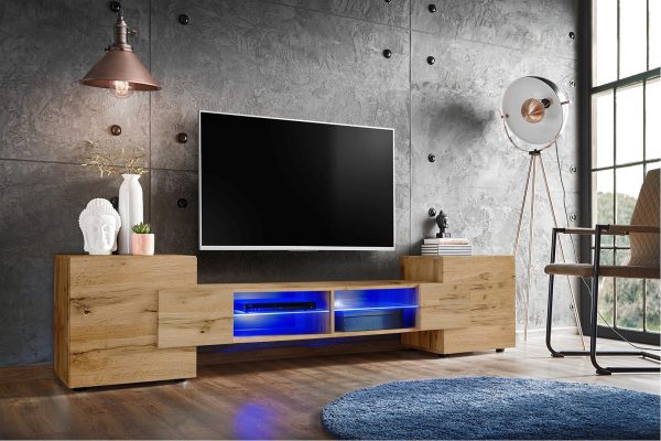 TV cabinet Merano, Wotan/Wotan LED lighting blue - Image 2