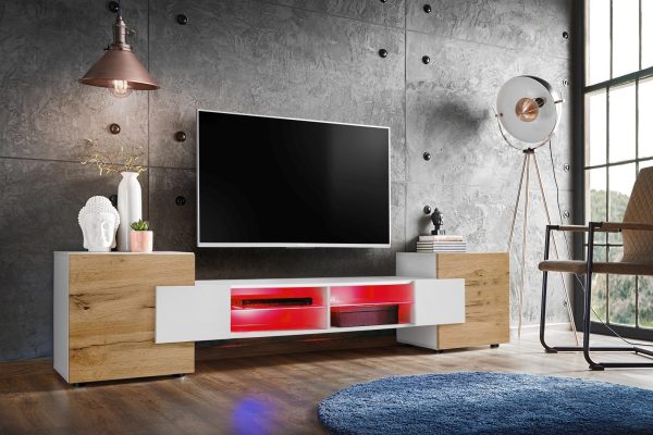 Merano TV Cabinet, White/Wotan RGB LED Lighting - Image 2