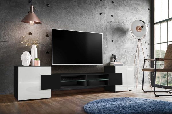 Merano TV Cabinet, Black/White - Image 2