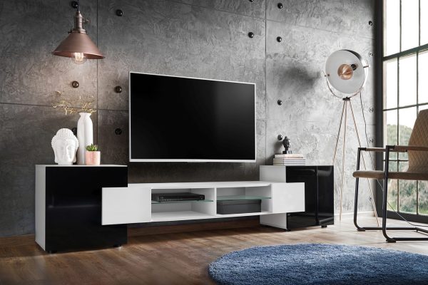 Merano TV Cabinet, White/Black - Image 2