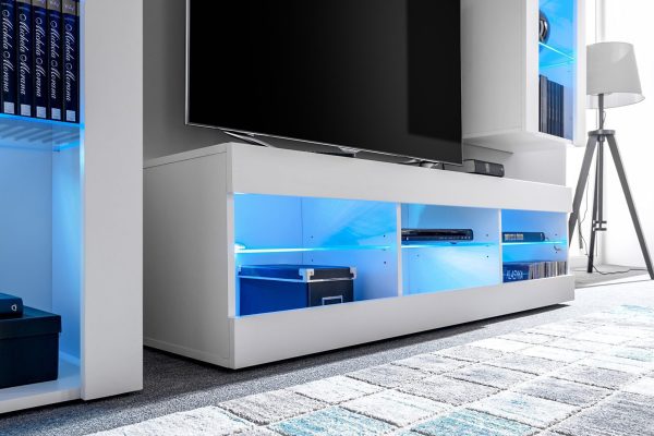 Tivoli Grande TV Furniture Set, Black/Black LED Lighting Blue - Image 4