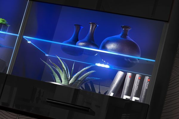 Foggia TV Furniture Set, Black/Black LED Lighting Blue - Image 8