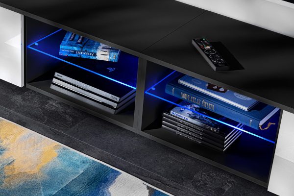 Varallo TV furniture set, white/black RGB LED lighting - Image 10