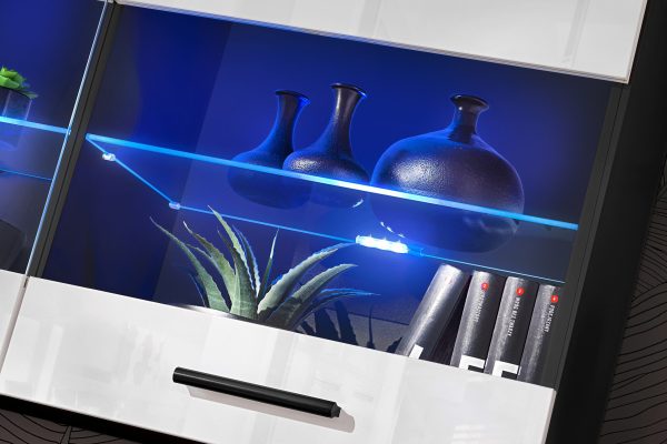 Foggia TV Furniture Set, White/Black LED Lighting Blue - Image 8