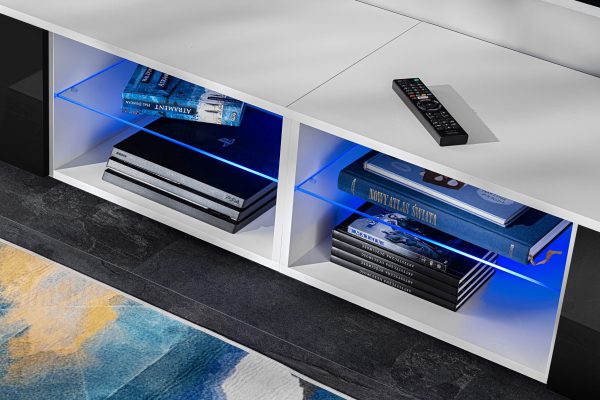Varallo TV furniture set, black/white LED lighting blue - Image 10
