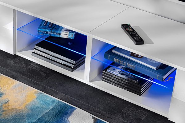 Varallo TV Furniture Set, White/White LED Lighting Blue - Image 10