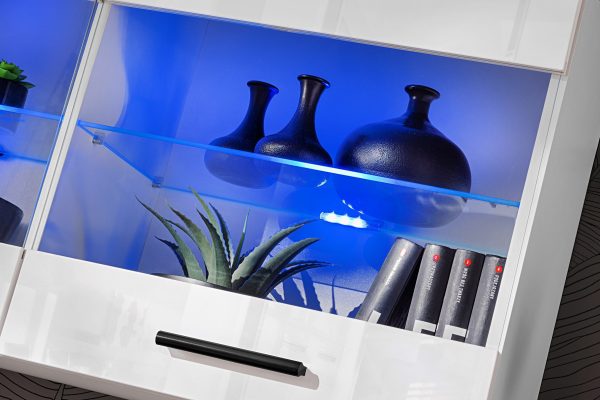 Savona Hanging Shelf Cabinet, White/White RGB LED Lighting - Image 4