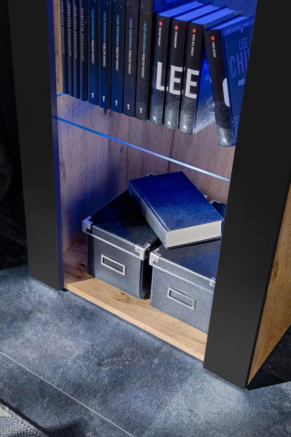 Tivoli Glass-Shelf Cabinet, Black/Wotan LED Lighting Blue - Image 5