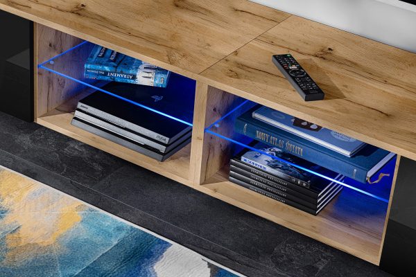 Varallo TV furniture set, black/wotan RGB LED lighting - Image 10