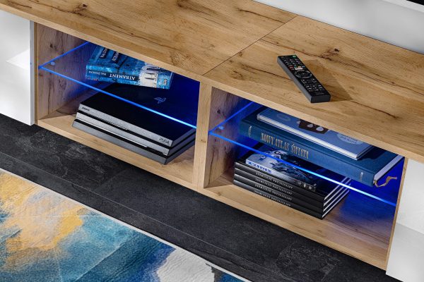 Varallo TV Furniture Set, White/Wotan RGB LED Lighting - Image 10
