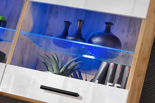 Foggia TV Furniture Set, White/Wotan LED Lighting Blue - Image 8