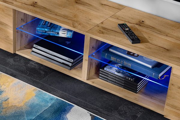 Varallo TV furniture set, Wotan/Wotan LED lighting blue - Image 10