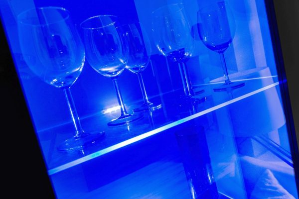 Alessandria Standing Cabinet, White/Black LED Blue Lighting - Image 9