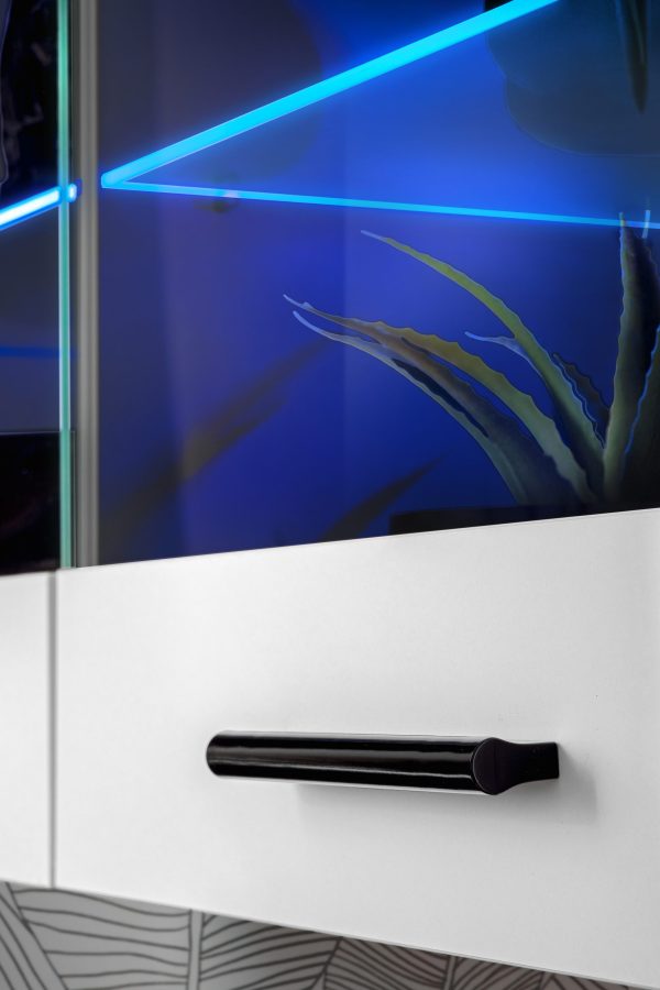 Foggia TV Furniture Set, White/Black LED Lighting Blue - Image 7