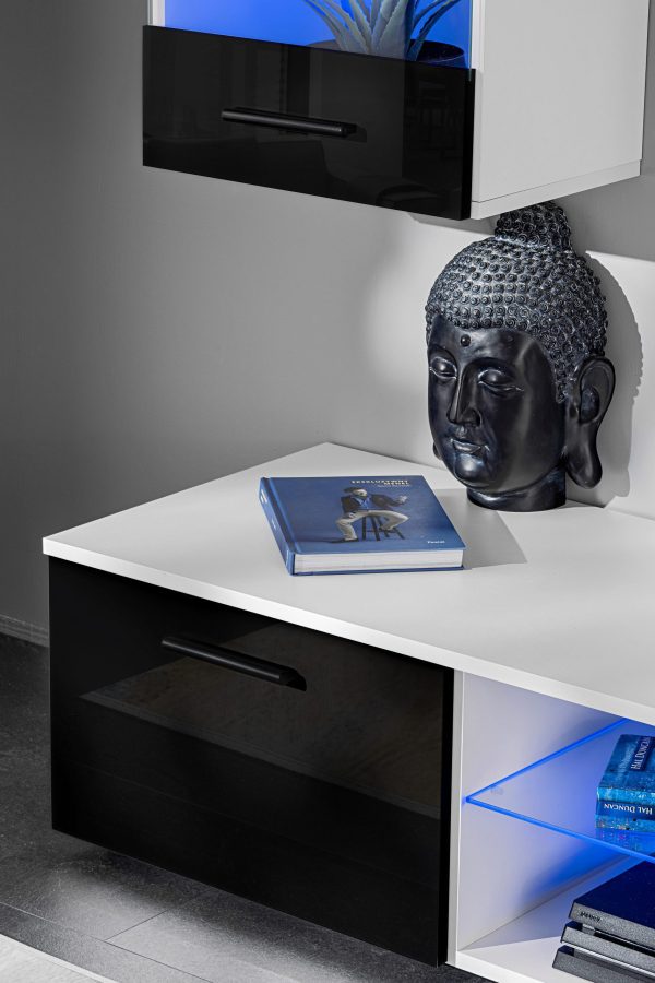Varallo TV furniture set, black/white LED lighting blue - Image 9
