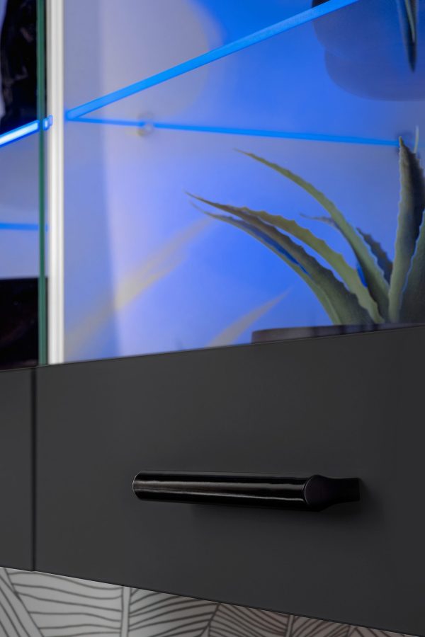 Savona Hanging Shelf Cabinet, Black/White RGB LED Lighting - Image 5