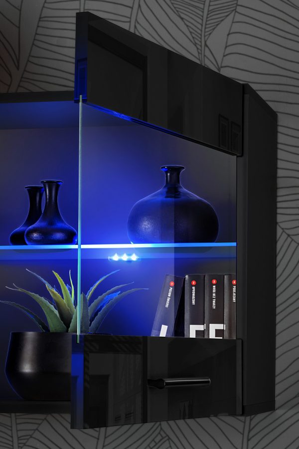Foggia TV Furniture Set, Black/Black LED Lighting Blue - Image 6