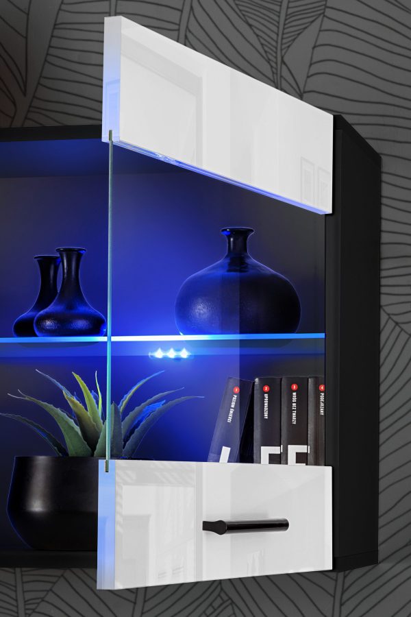 Foggia TV Furniture Set, White/Black LED Lighting Blue - Image 6