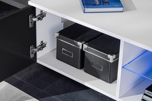 Varallo TV furniture set, black/white LED lighting blue - Image 8