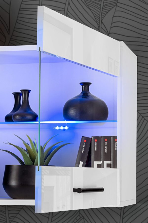 Savona Hanging Shelf Cabinet, White/White RGB LED Lighting - Image 6