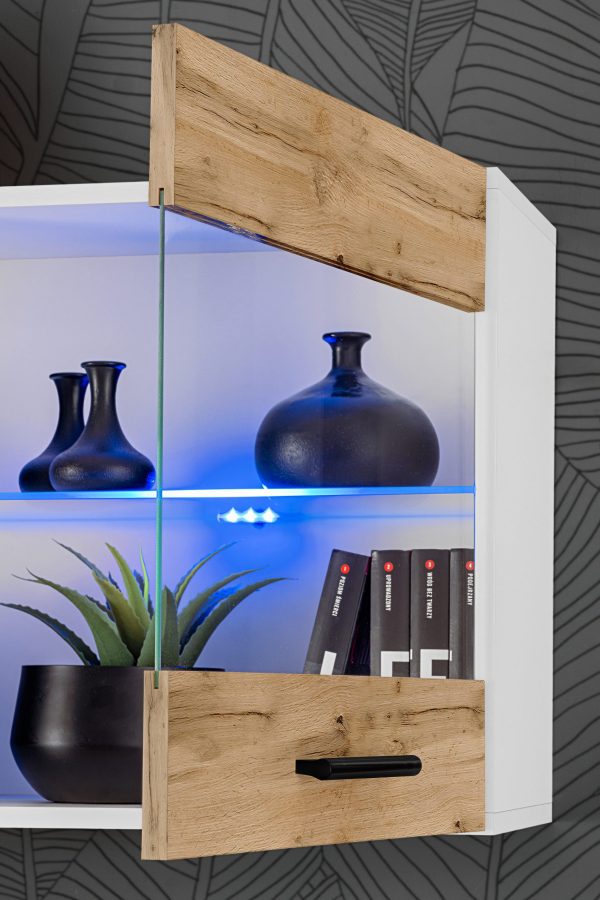 Savona Hanging Shelf Cabinet, Wotan/White RGB LED Lighting - Image 6