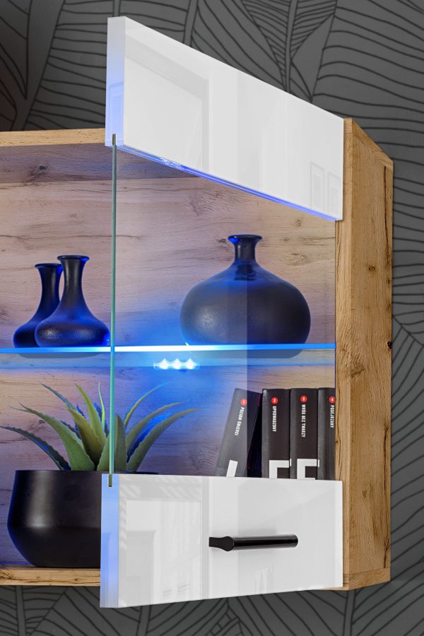 Foggia TV Furniture Set, White/Wotan LED Lighting Blue - Image 6