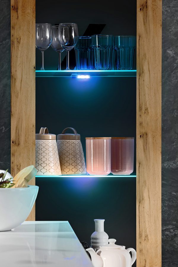 Tivoli Glass-Shelf Cabinet, Wotan/RGB LED Lighting Black - Image 6