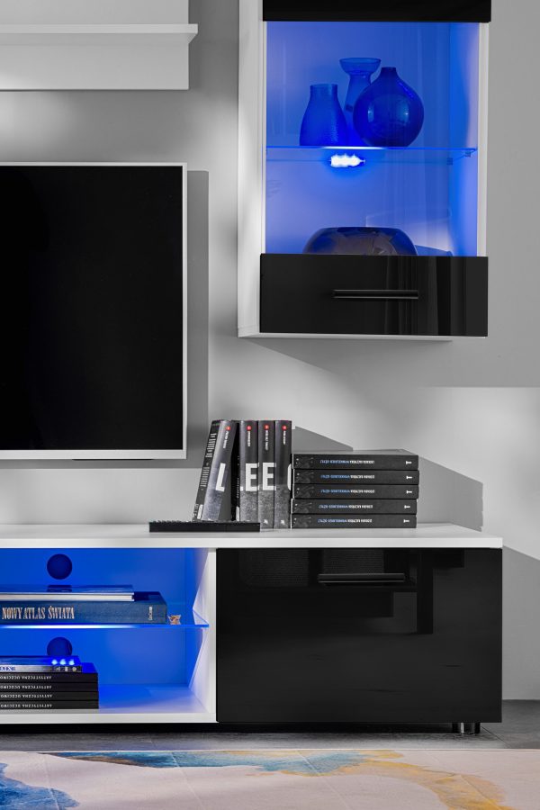 Varallo TV furniture set, black/white LED lighting blue - Image 7