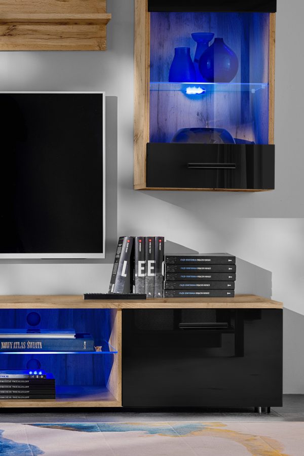 Varallo TV furniture set, black/wotan RGB LED lighting - Image 7