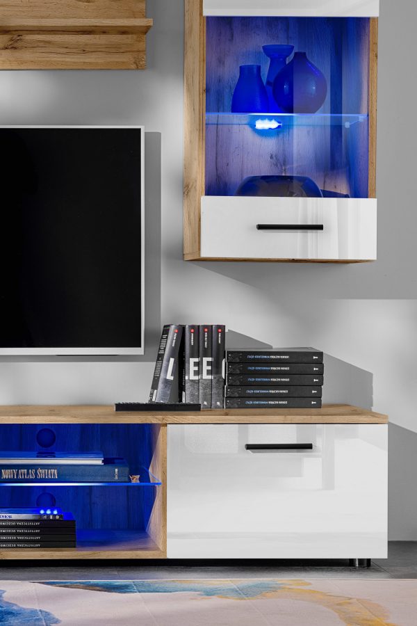 Varallo TV Furniture Set, White/Wotan RGB LED Lighting - Image 7