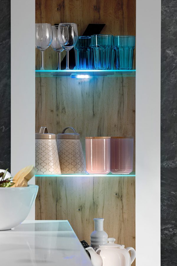 Tivoli Glass‑Shelf Cabinet, White/Wotan RGB LED Lighting - Image 6