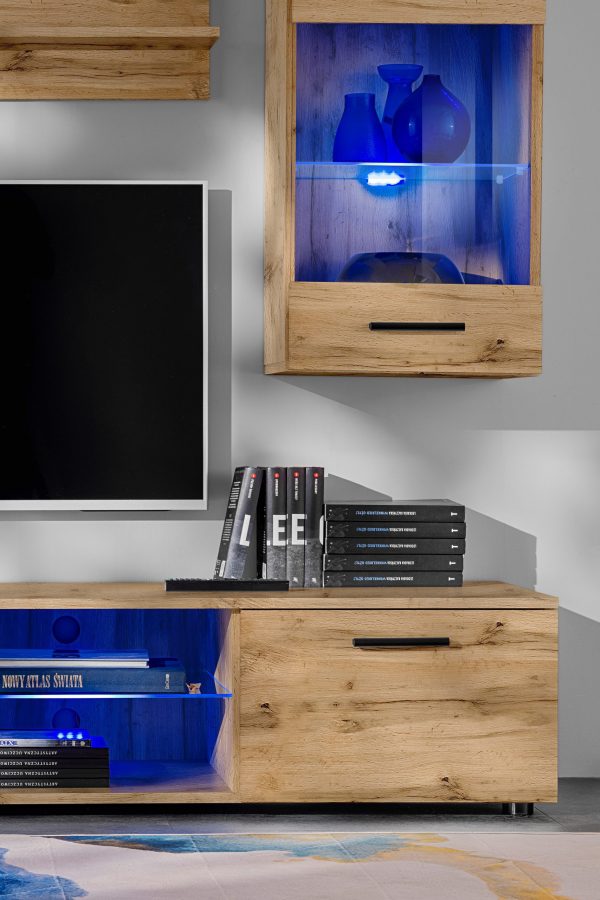 Varallo TV furniture set, Wotan/Wotan LED lighting blue - Image 7