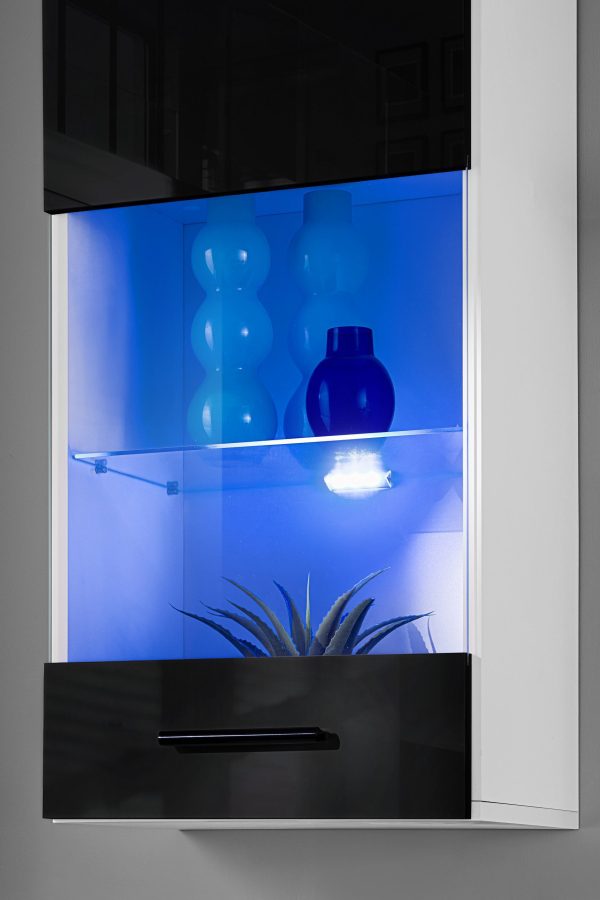 Varallo TV furniture set, black/white LED lighting blue - Image 6