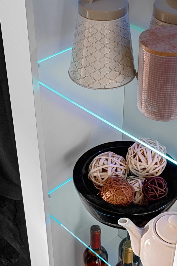 Tivoli Glass‑Shelf Cabinet, White/White RGB LED Lighting - Image 7