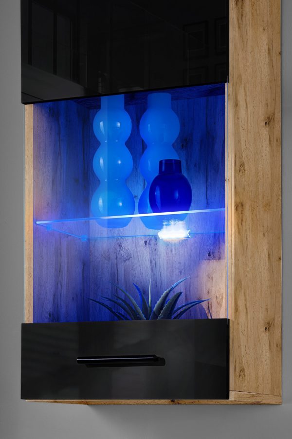 Varallo TV furniture set, black/wotan RGB LED lighting - Image 6