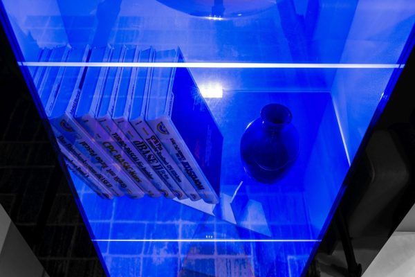 Alessandria Standing Cabinet, White/Black LED Blue Lighting - Image 7