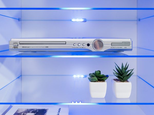 Urbino TV cabinet, white/black, blue LED lighting - Image 6