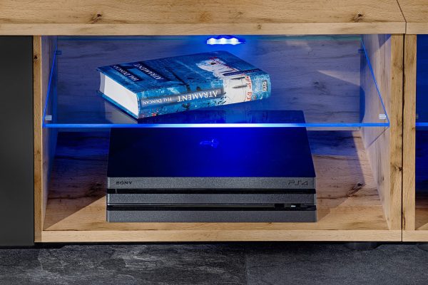 Varallo TV furniture set, black/wotan RGB LED lighting - Image 4
