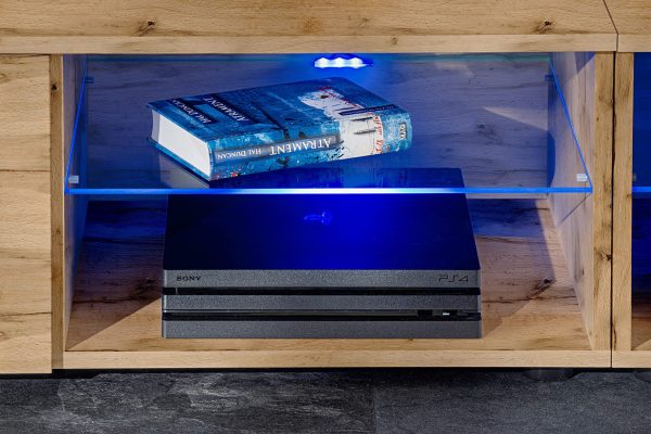 Varallo TV furniture set, Wotan/Wotan LED lighting blue - Image 4