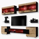 Foggia TV furniture set, Wotan/black RGB LED lighting