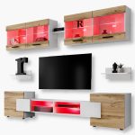 Foggia TV furniture set, Wotan/white RGB LED lighting