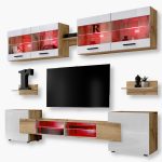 Foggia TV Furniture Set, White/Wotan RGB LED Lighting